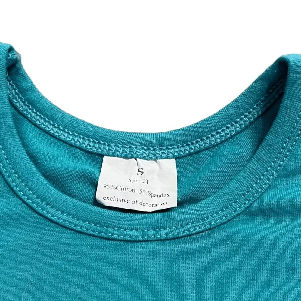 Boutique S (2T) Solid Blue Ruffle Top